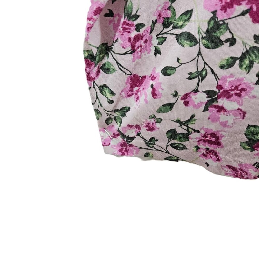 New PINK BLOSSOM VINE FLORAL V-NECK SHORT SLEEVE TEE  5X  SPRING SUMMER - Picture 4 of 6